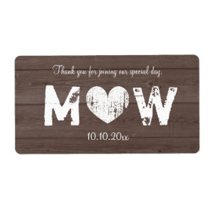 Vintage wood barn wedding water bottle labels