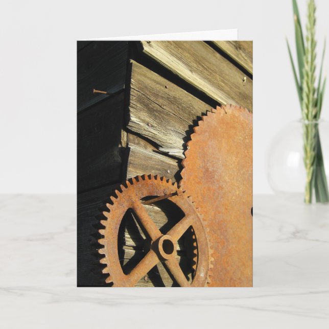 Vintage Wood Gear Card (Front)