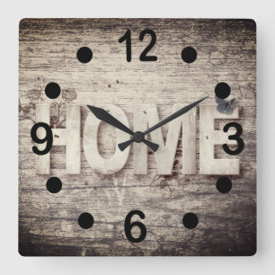 Vintage Wood Home Design Square Wall Clock