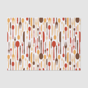 Vintage Wood Kitchen Fork Spoon Knife Tissue Paper