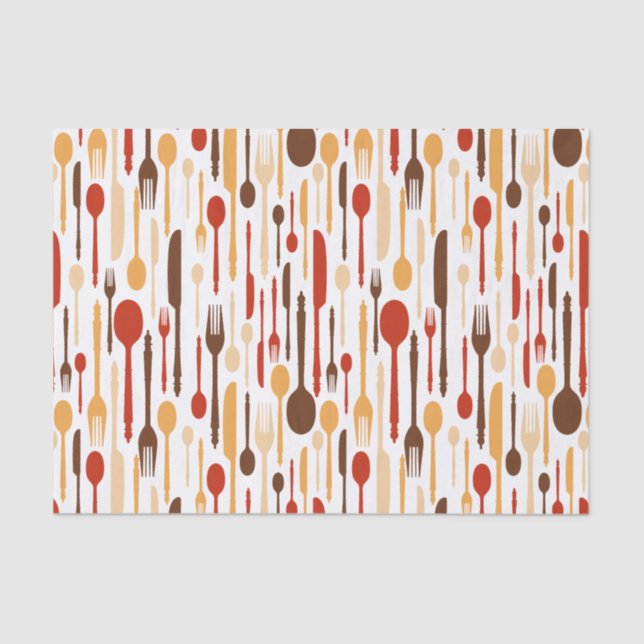 Vintage Wood Kitchen Fork Spoon Knife Tissue Paper (Front)