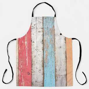 Vintage Wood: Multicolored Cracked Texture. Apron