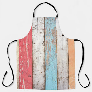 Vintage Wood: Multicolored Cracked Texture. Apron