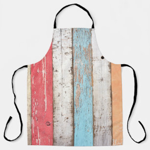 Vintage Wood: Multicolored Cracked Texture. Apron