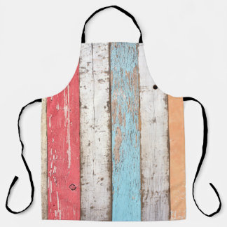 Vintage Wood: Multicolored Cracked Texture. Apron