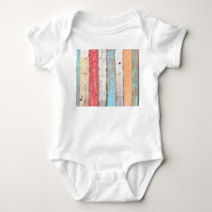 Vintage Wood: Multicolored Cracked Texture. Baby Bodysuit