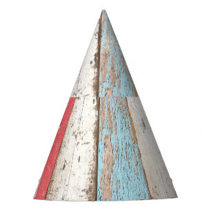 Vintage Wood: Multicolored Cracked Texture. Party Hat