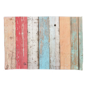 Vintage Wood: Multicolored Cracked Texture. Pillowcase