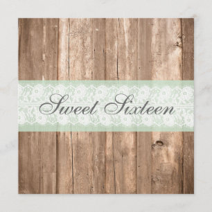 Vintage Wood Shabby Chic Sweet Sixteen Birthday Invitation