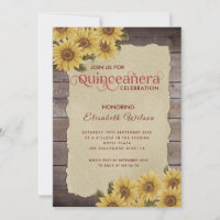 Vintage wood torn paper sunflower Quinceañera