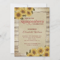 Vintage wood torn paper sunflower Quinceañera
