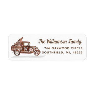 Vintage Wood Truck Christmas Tree Monogram Address
