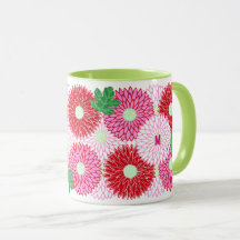 Vintage Woodblock Pink & Red Flower Blossoms
