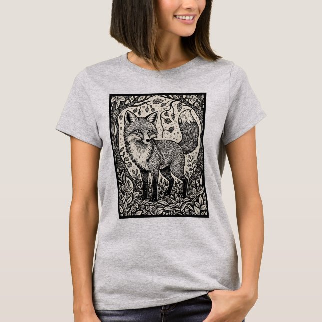 Vintage Woodcut Fox T-Shirt (Front)