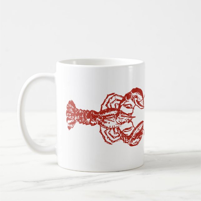 Vintage woodcut lobster coffee mug (Left)