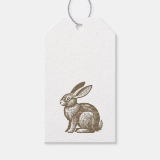 Vintage Woodcut Rabbit Tag