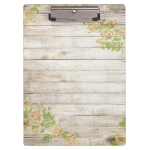 Vintage Wooden background Modern Yellow Roses Clipboard