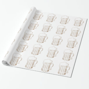 Vintage wooden beer glass wrapping paper