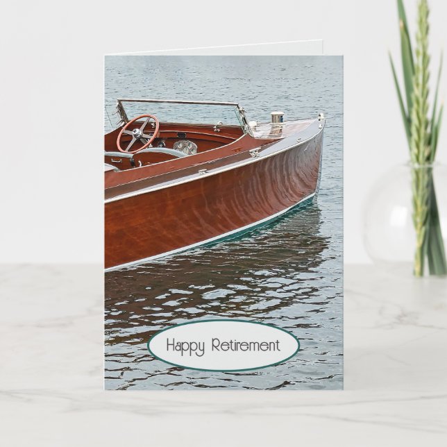Vintage Wooden Boat Retirement Card (Front)