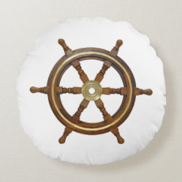 Vintage Wooden Helm Round Cushion