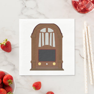 Vintage Wooden Radio Napkin