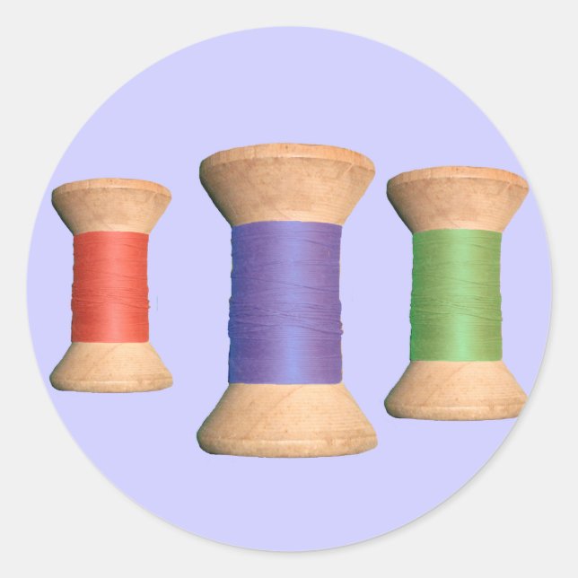 Vintage Wooden Spool Series Classic Round Sticker (Front)