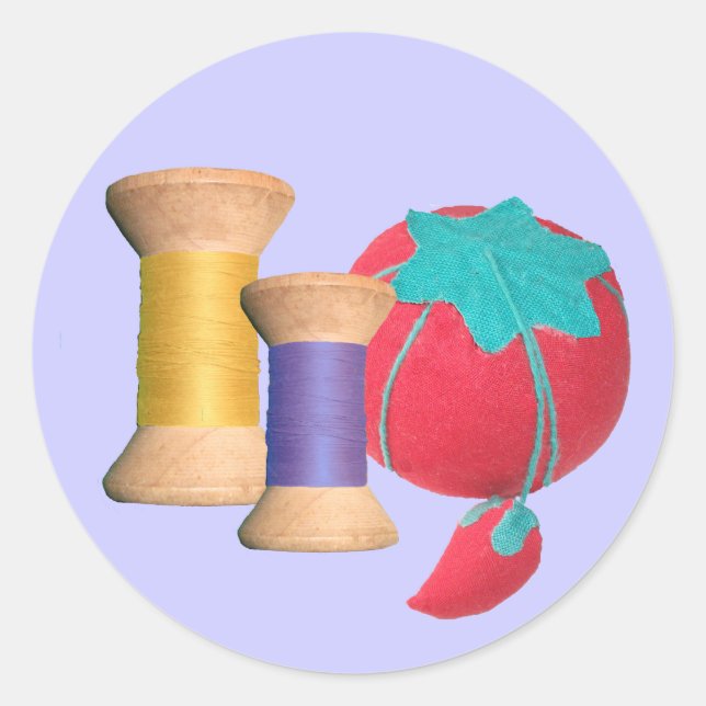 Vintage Wooden Spool Series Classic Round Sticker (Front)