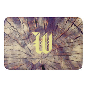Vintage wooden tree trunk background Customisable  Bath Mat