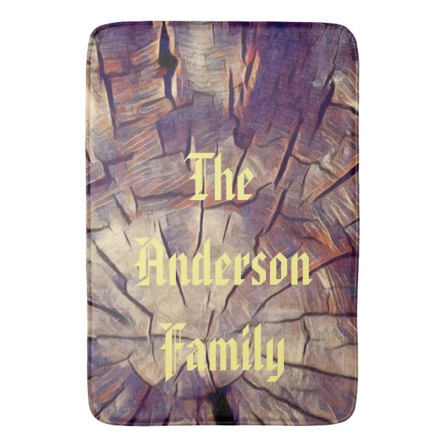 Vintage wooden tree trunk background customisable  bath mat (Front Vertical)