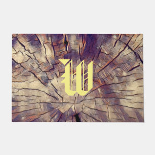 Vintage wooden tree trunk background customisable doormat