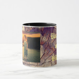 Vintage wooden tree trunk background customisable mug
