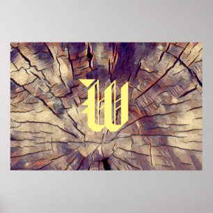 Vintage wooden tree trunk background Customisable Poster
