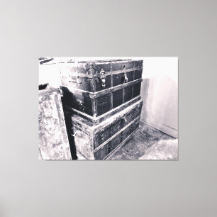 Vintage Wooden Trunks Stacked Canvas Print