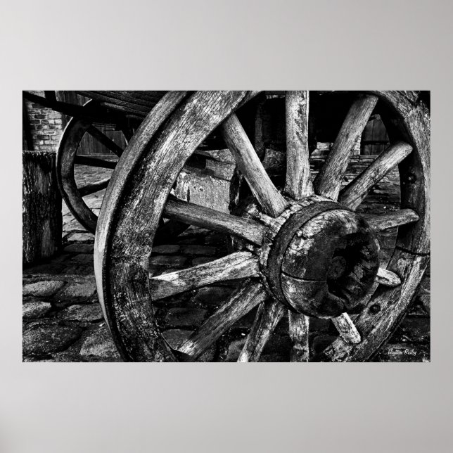 Vintage Wooden Wagon Wheel poster print (Front)