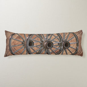 Vintage Wooden Wagon Wheels Body Cushion