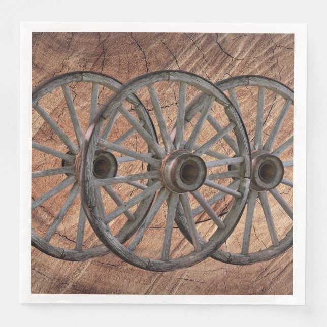 Vintage Wooden Wagon Wheels Napkin (Front)