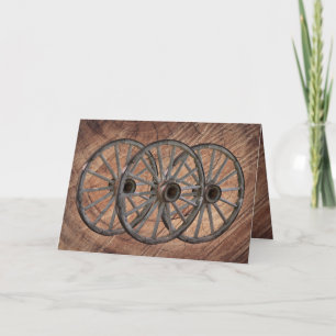 Vintage Wooden Wagon Wheels Note Card