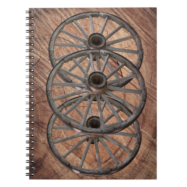 Vintage Wooden Wagon Wheels Notebook (Front)