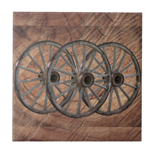 Vintage Wooden Wagon Wheels Tile