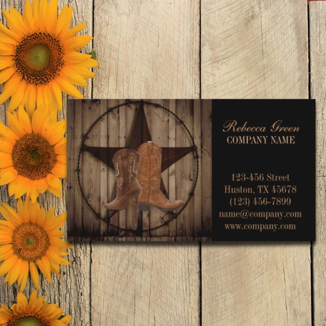 vintage woodgrain cowboy boots western country business card (vintage woodgrain cowboy boots western country business card)