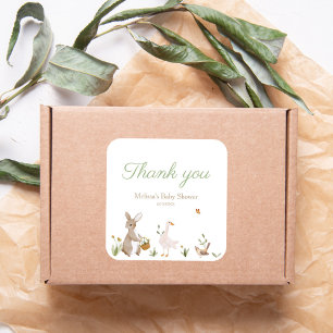 Vintage woodland animal Baby shower party favour Square Sticker