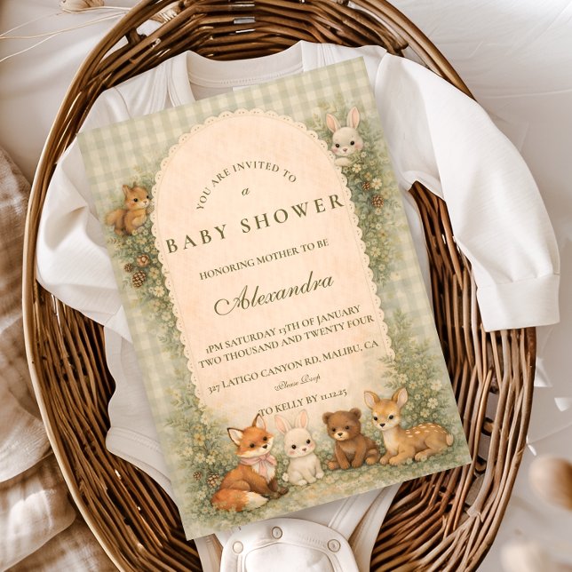 Vintage Woodland Baby Animals Baby Shower Invitation (Creator Uploaded)