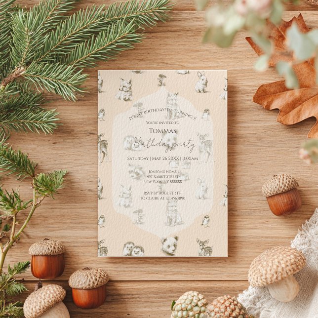 Vintage Woodland Baby Animals Birthday Invitation (Creator Uploaded)