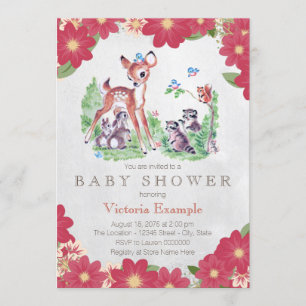 Vintage Woodland Baby Shower Invitation