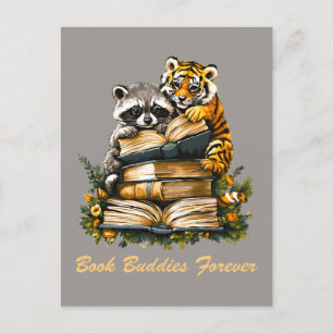 Vintage Woodland Book Club Announcement Postcard