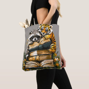 Vintage Woodland Book Club Tote Bag