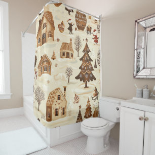 Vintage Woodland Christmas Pattern (10) Shower Curtain