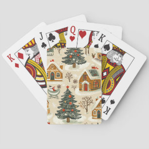 Vintage Woodland Christmas Pattern (15) Playing Cards