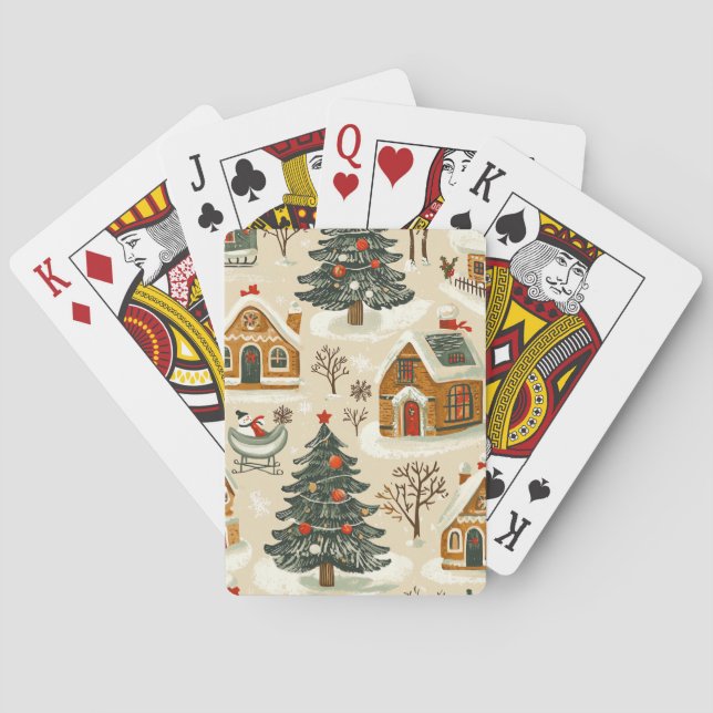 Vintage Woodland Christmas Pattern (15) Playing Cards (Back)