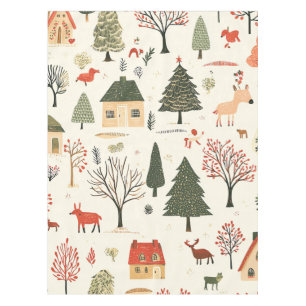 Vintage Woodland Christmas Pattern (16) Tablecloth